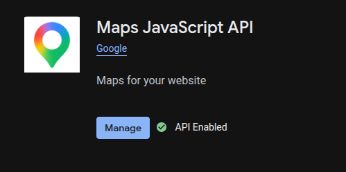 Maps JavaScript API enabled in Google Cloud