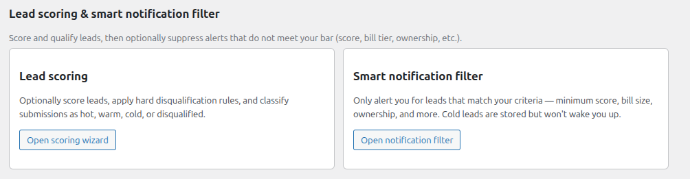 Solar Capture lead scoring and filtering wizard overview